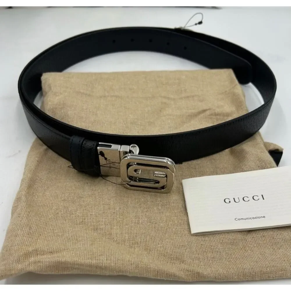 Men's Gucci interlocking G leather belt 120 cm/46 inches made in Italy